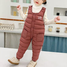 Shldybc Toddler Kids Boys Girls Winter Down Cotton Pants Unisex Warm Snow Overall Sleeveless Jumpsuit Down Trousers Snow Pants
