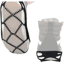 Traktionsketten für Wanderschuhe – Schneegriffe aus Edelstahl und Silikon, rutschfeste Spikes für Eis/Schnee (Schwarz, 1 Paar)