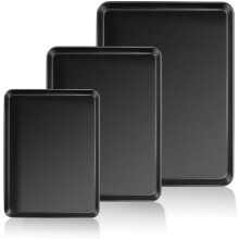 Set di 3 teglie da forno antiaderenti per biscotti (40,6 cm/31,6 cm/26,4 cm), adatte al forno, atossiche, facili da pulire. Teglie rettangolari.
