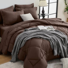 Brown 7-Piece Queen Comforter Set – All-Season Bed in a Bag with Ultra Soft Comforter, Sheets & Pillowcases