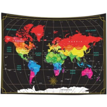 Arazzo con mappa, 92,5 x 70,9 pollici, arazzo da camera da letto con mappa del mondo da grattare, sfondo nero, arazzo da parete per soggiorno.