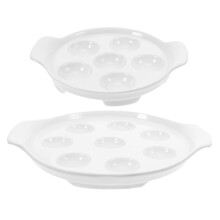 2 piatti in ceramica bianca per lumache, teglia da forno resistente con base antiscivolo, compatibile con cucine professionali e servizi di catering.