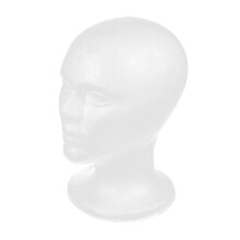 Foam Male Mannequin Head with White Short Hair for Wig, Hat, Glasses and Accessories Display