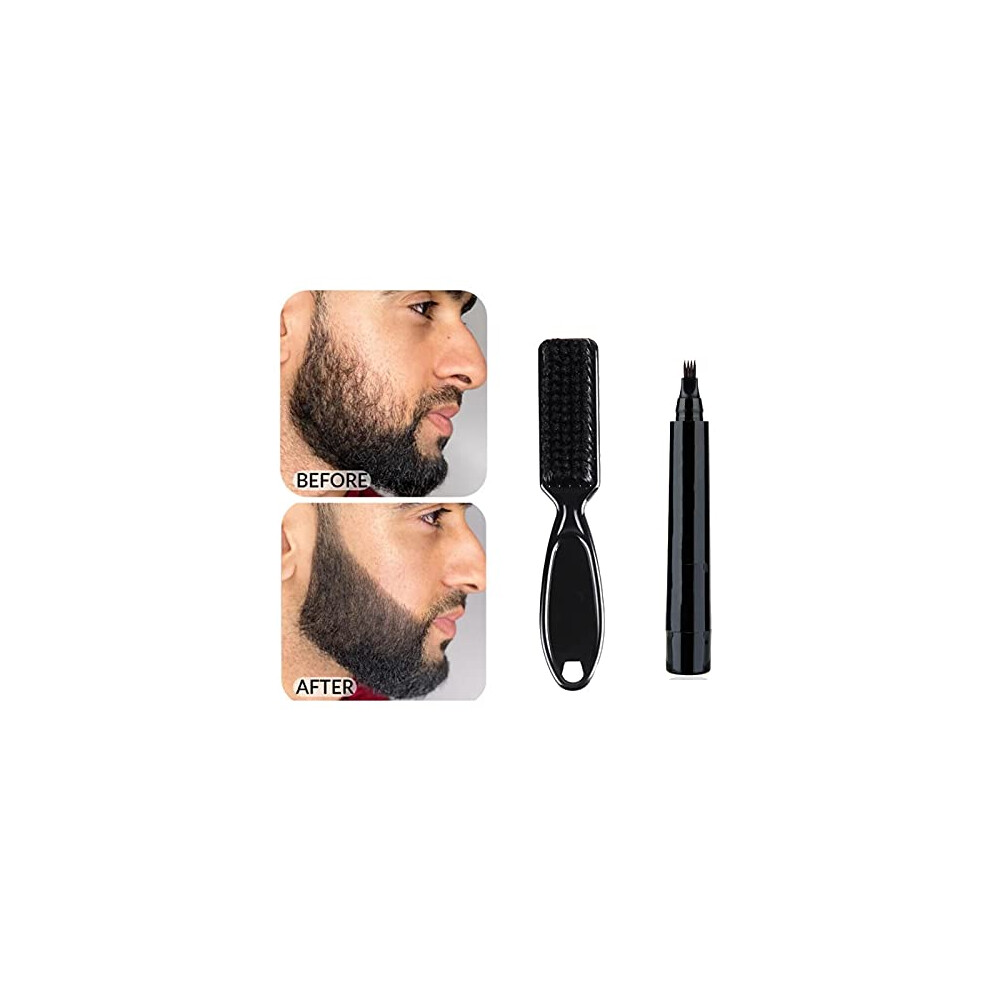 Black Beard Filler Pen For Men With Four Fork Tip And Brush Natural Fuller Beard And Eyebrow Filler