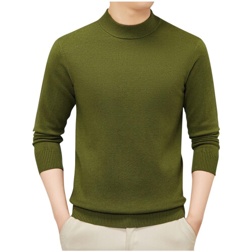 Herrenmode Stehkragenpullover Herbst Winter Freizeit Einfarbig Thermopullover Warm Strickpullover Top Herrenpullover (Grün, XL)