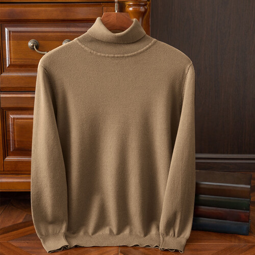 Herrenmode Stehkragenpullover Herbst Winter Freizeit Einfarbig Thermopullover Warm Strickpullover Top Herrenpullover (Khaki, L) 1