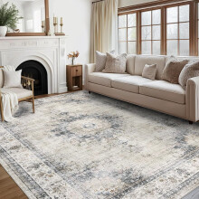 4x6 Area Rug - Machine Washable, Soft, Non-Slip, Vintage, Indoor, Sage Green