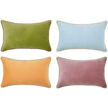 Fodere decorative in velluto per cuscini, set da 4, 30x50 cm, viola/verde double-face, stile moderno da abbinare, imbottitura non inclusa.