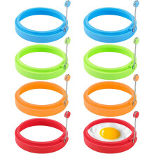 Sraith Múnla Uibheacha Silicone 8 bpíosa, Múnla Císte Babhta Neamhghreamaitheach & Fáinne Uibhe Friochta, Comhoiriúnach le Gach Sorn