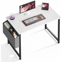 Computerbureau 40 inch, geschikt voor thuiswerkplekken in kleine ruimtes, game-, schrijf-, studie- en werktafel met opbergtas voor de slaapkamer, wit