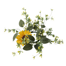 Guirlanda de folhagem artificial com velas, guirlanda artesanal para decoração de parede, festas de verão e casas de férias.
