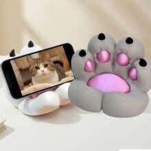 Soporte para teléfono con forma de garra de gato, gris, soporte ajustable de 360 para