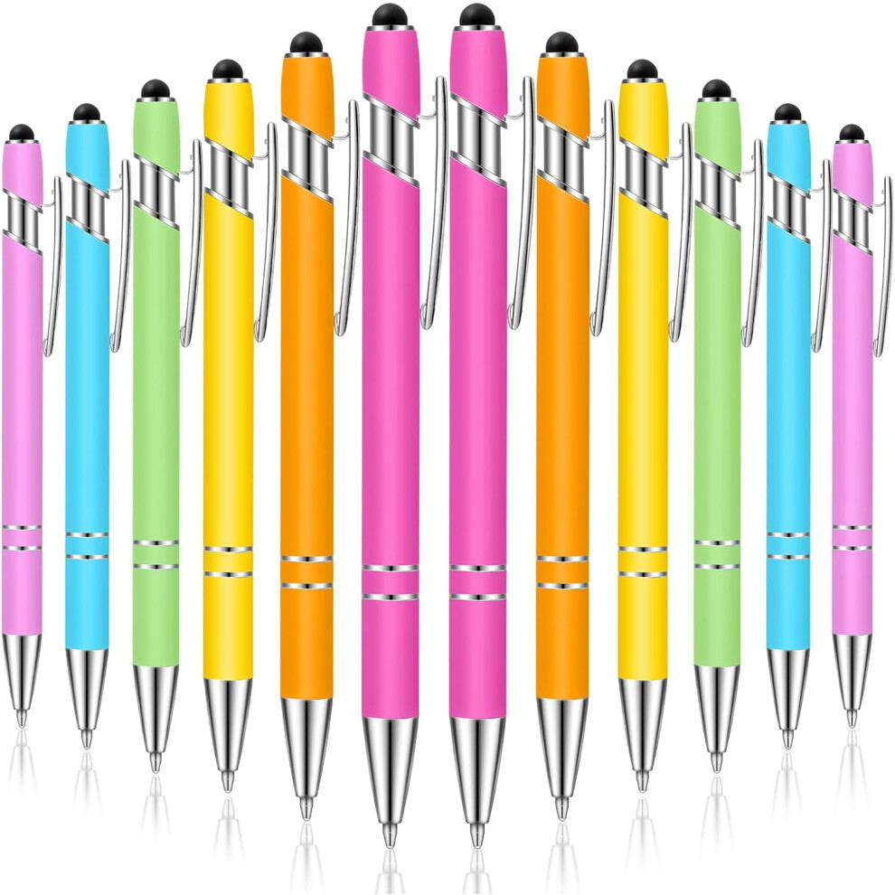 12 Pieces Ballpoint Pen With Stylus Tip, 1.0 Mm Ink Metal Pen Stylus Pen For Touch Screens, 2 In 1 Stylus Ballpoint Pen Black 9357860977906