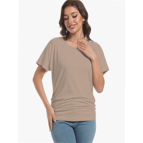 Γυναικεία Casual T-shirts Dolman με κοντομάνικα πουκάμισα, τοπ με βολάν και φαρδιά 2
