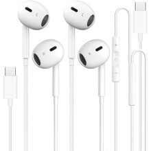 2 db-os USB-C vezetékes fejhallgató mikrofonnal és távirányítóval, zajszűrős, kompatibilis iPhone 15/15Pro Max, iPad, Galaxy S23-S20,