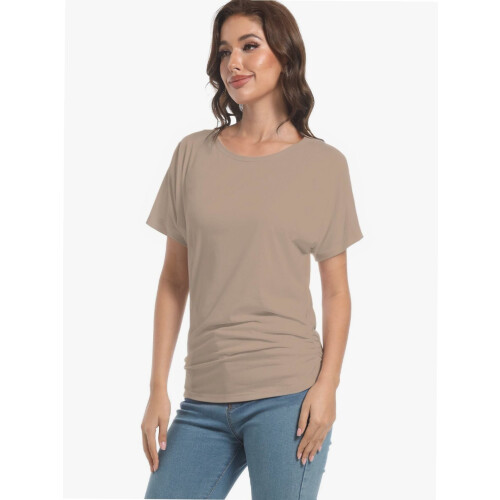 Γυναικεία Casual T-shirts Dolman με κοντομάνικα πουκάμισα, τοπ με βολάν και φαρδιά 1