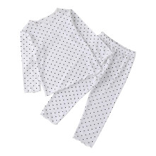 Jente- og guttepysjamas, uformelt sett med polkaprikker, rysjepullover og rette bukser, loungewear for 2–12 år
