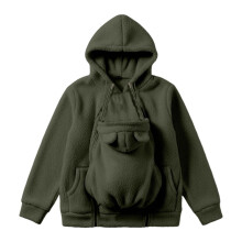 Giacca invernale premaman: morbida, calda, antivento, con cappuccio e cerniera, tasche, verde militare, leggera e comoda, compatibile con tutti i