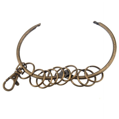 Chaveiro retrô grande em metal com 10 argolas (bronze) 1