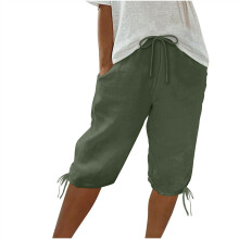 Pantaloncini da donna a tinta unita, pantaloncini casual, modello capri, taglie S-3XL