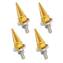 4PCS Gold Motorcycle License Plate Bolts Set, AntiTheft Spike Design, RustProof Aluminum Alloy
