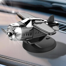 Car Dashboard Airplane Ornament with Solar Powered Propeller, Realistic Drift Motion Gray