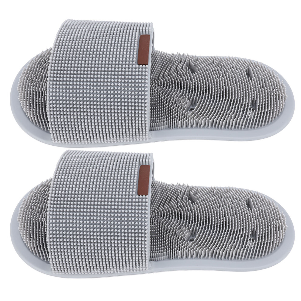 Grey Foot Scrubber Slippers, 360 Silicone Shower Foot Cleaner, 11.81X5.31in