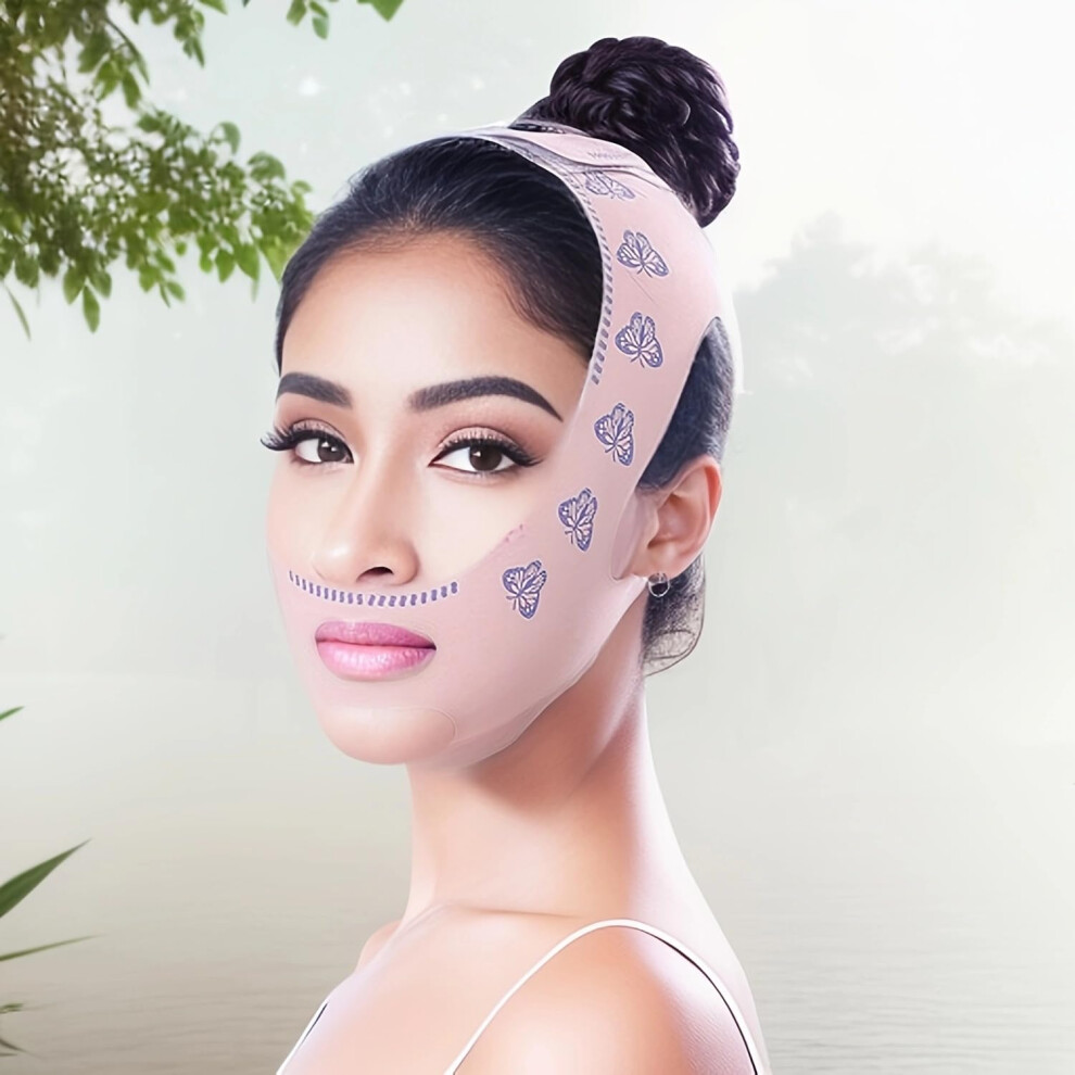Reusable V Line Face Mask with Double Chin Reducer, 360 Facial Lifting Strap for Women