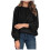 Γυναικείο μαύρο oversized πλεκτό πουλόβερ με ριμπ ύφανση, με μακριά μανίκια και 1
