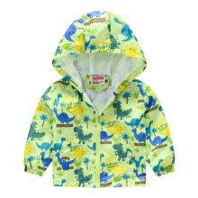Jaqueta infantil FAMTKT com estampa de desenho animado, zíper, capuz e leve, ideal para bebês e crianças de 3 a 4 anos, na cor verde.
