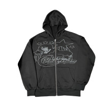 (L, Black) Women Hoodie, Long Sleeve Stars Print Sweatshirt Cool Street Casual Jacket Outwear