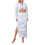 (L, White) Completo estivo da donna con gonna lunga e camicetta corta a maniche lunghe, ideale per feste. 1