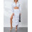 (M, White) Completo estivo da donna con gonna lunga e camicetta corta a maniche lunghe, ideale per feste. 3