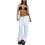 (L, White) Γυναικείο cargo παντελόνι φαρδύ με φερμουάρ και τσέπες, Streetwear 1