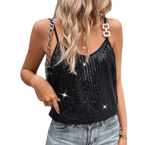 (XXL, Black) Γυναικεία καλοκαιρινά τοπ αμάνικα φανελάκια 1