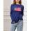 (M, Navy Blue) Pulls à drapeau pour femmes, manches longues, col rond, coupe ample, en maille. 7