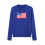 (M, Navy Blue) Pulls à drapeau pour femmes, manches longues, col rond, coupe ample, en maille. 1