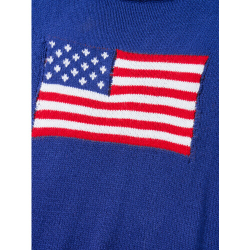 (M, Navy Blue) Pulls à drapeau pour femmes, manches longues, col rond, coupe ample, en maille. 1