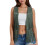(XL, Army Green) Γυναικείο γιλέκο χίπηδων, για streetwear 2