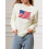 (M, White) Pulls à drapeau pour femmes, manches longues, col rond, coupe ample, en maille. 4