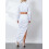 (M, White) Completo estivo da donna con gonna lunga e camicetta corta a maniche lunghe, ideale per feste. 7