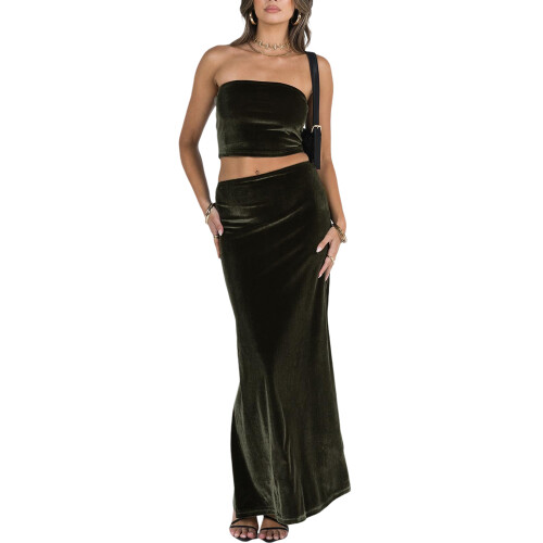 (XL, Green) Γυναικείο σετ φούστας, καλοκαιρινό ντύσιμο. 1