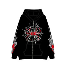 (L, Black) Γυναικείο Halloween Παλτό Τσέπες, Φερμουάρ