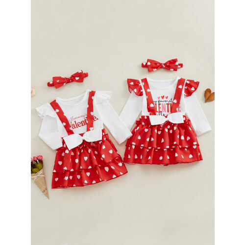 (12-18 Months, Pink) Σετ ρούχων για φούστα καρδιάς. 2