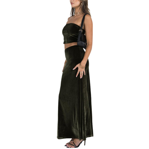 (XL, Green) Γυναικείο σετ φούστας, καλοκαιρινό ντύσιμο. 2