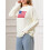 (L, White) Pulls à drapeau pour femmes, manches longues, col rond, coupe ample, en maille. 7