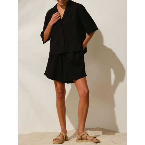 (M, Black) 2-teiliges Damen-Pyjama-Set, einfarbig, Weiche Loungewear. 1