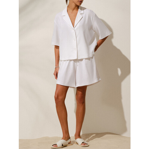 (L, White) 2-teiliges Damen-Pyjama-Set, einfarbig, Weiche Loungewear. 1