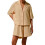 (M, Light Brown) 2-teiliges Damen-Pyjama-Set, einfarbig, Weiche Loungewear. 1