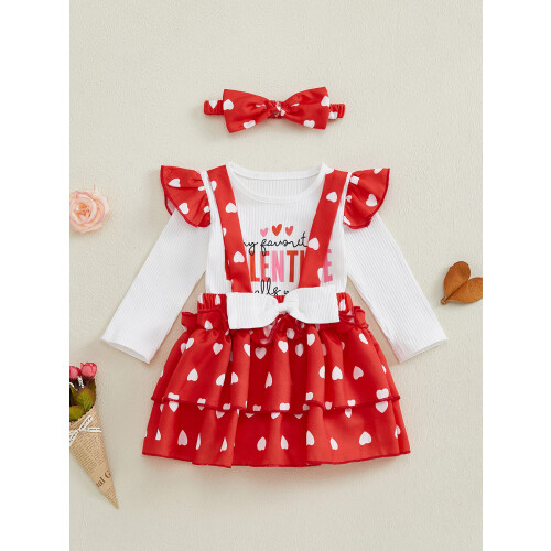 (6-9 Months, Red) Σετ ρούχων για φούστα καρδιάς. 2